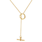 Italian Closeout Deal -- 9K Yellow Gold Lariat T-Bar Diamond Cut Necklace