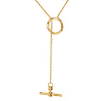Italian Closeout Deal -- 9K Yellow Gold Lariat T-Bar Diamond Cut Necklace