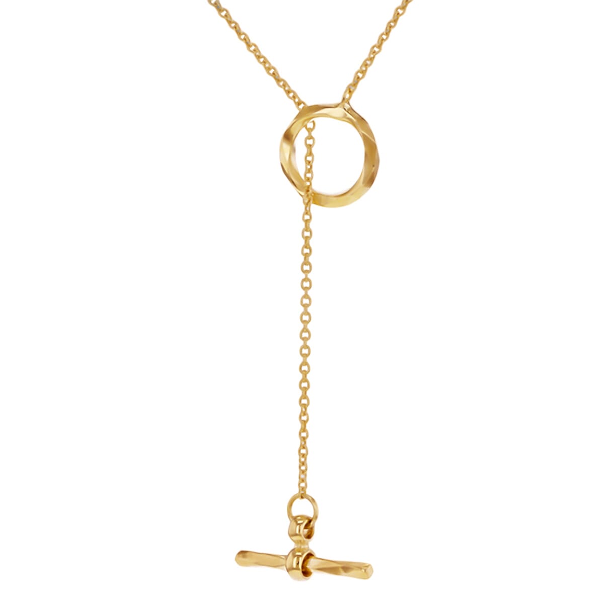 Italian Closeout Deal -- 9K Yellow Gold Lariat T-Bar Diamond Cut Necklace 7752390 1