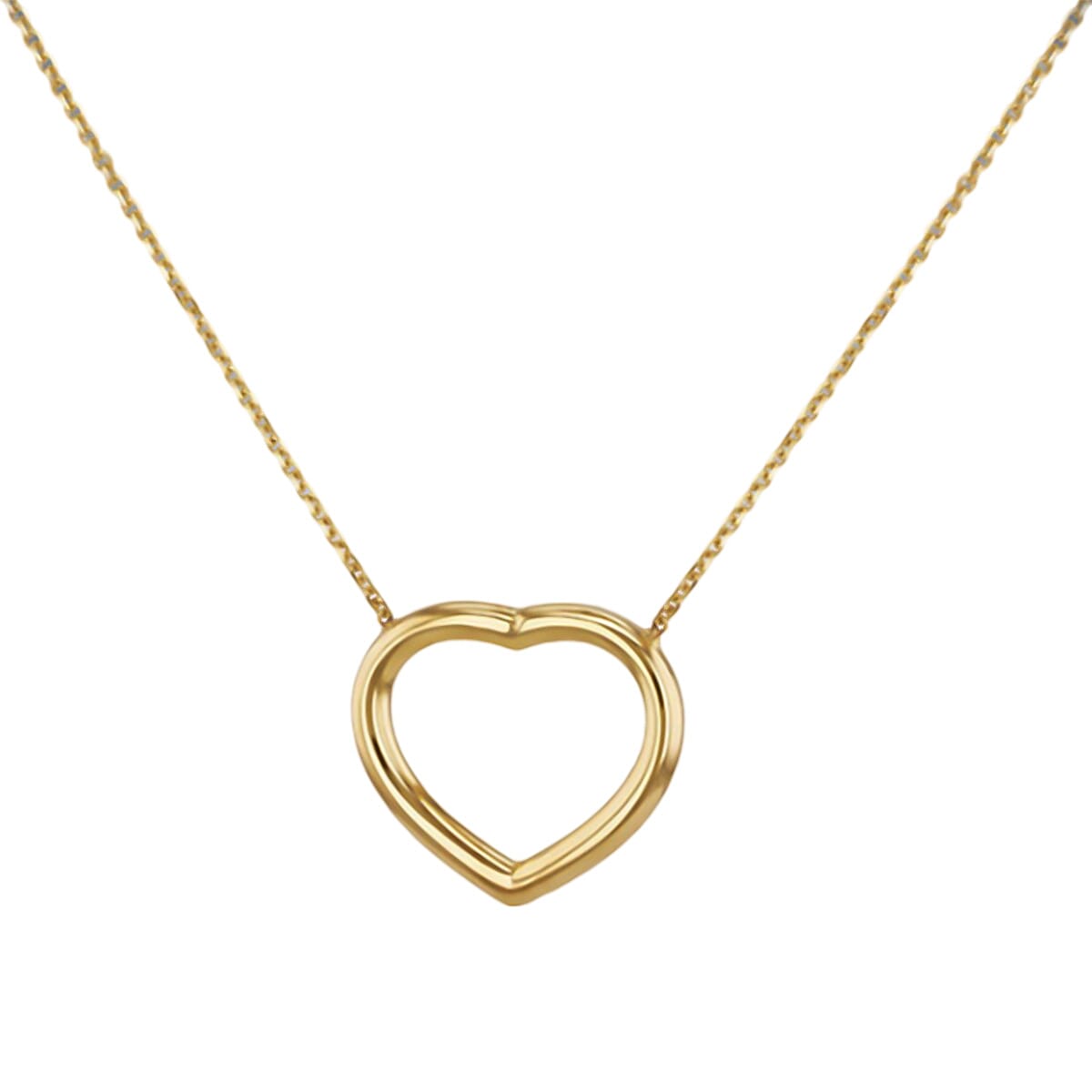 Close Out Deal - 9K Yellow Gold Heart Necklace (Size 16-18) 7768455 0