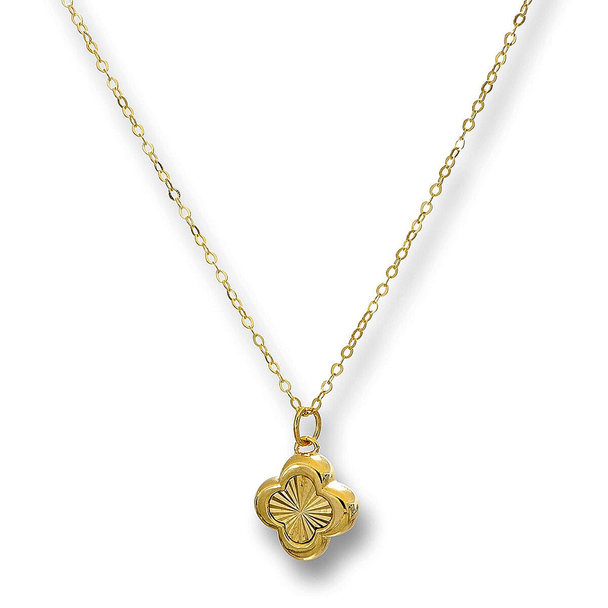 9K Yellow Gold 6MM Diamond-cut Clover Leaf Necklace with Spring Ring Clasp (Size - 20) 8224529 0