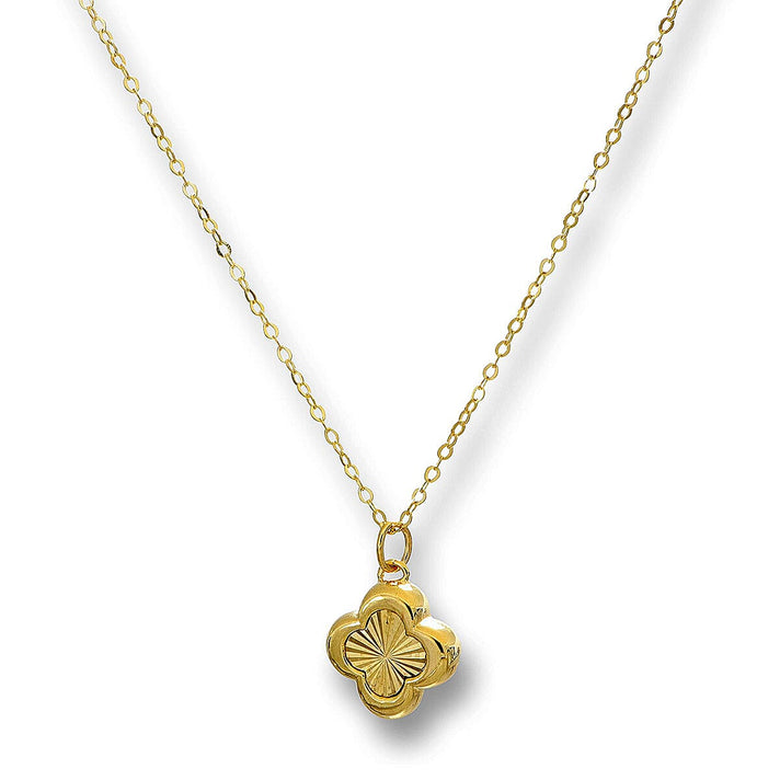 9K Yellow Gold 6MM Diamond-cut Clover Leaf Necklace with Spring Ring Clasp (Size - 20) 8224529 1