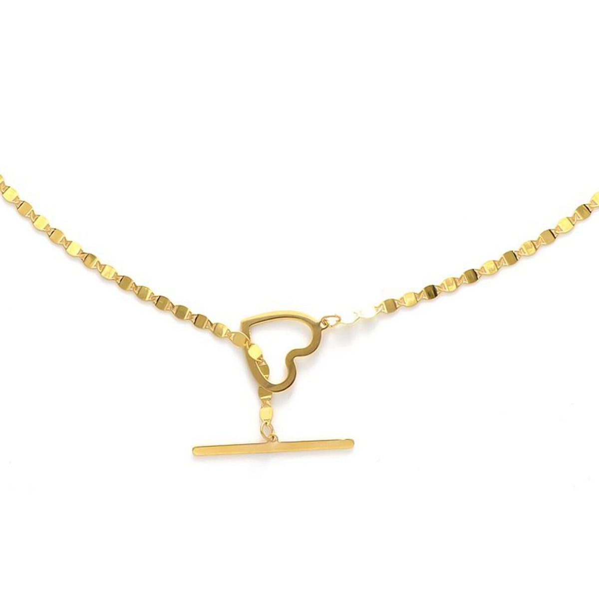 Maestro 9K Yellow Gold Heart T-Bar Necklace (Size - 20) 8034856 0