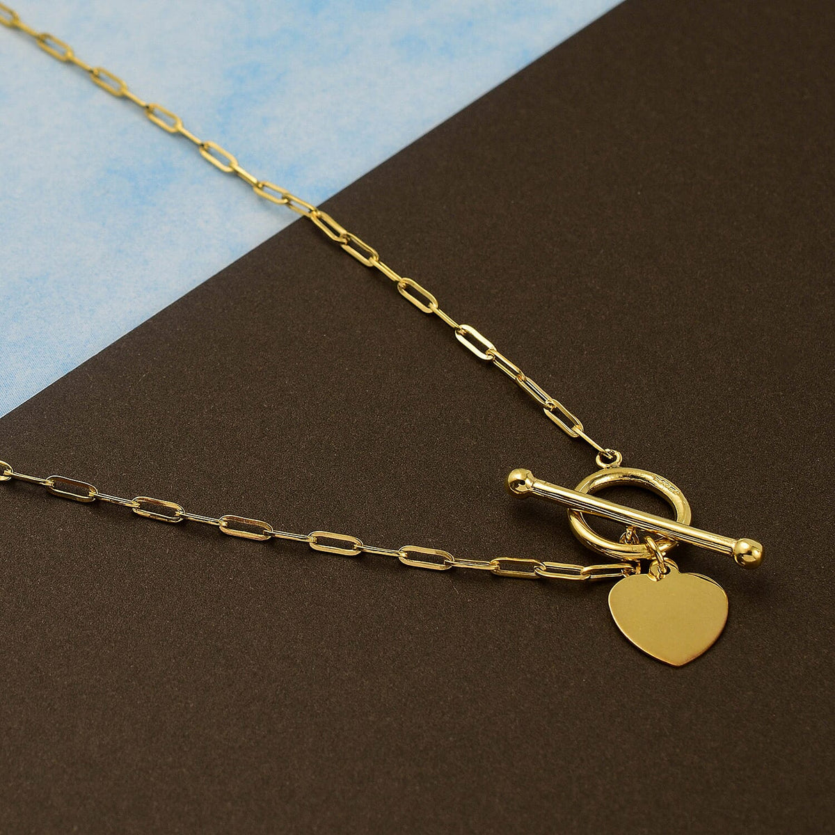 9K Yellow Gold T-Bar Paperclip Necklace (Size - 20) With T-Bar Clasp 7663123 1