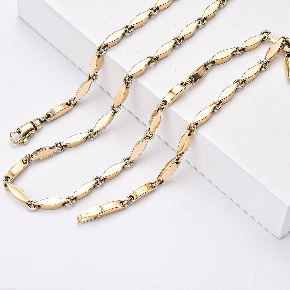 9K Yellow Gold Marquise Link Necklace 20 Inch 8729080 0