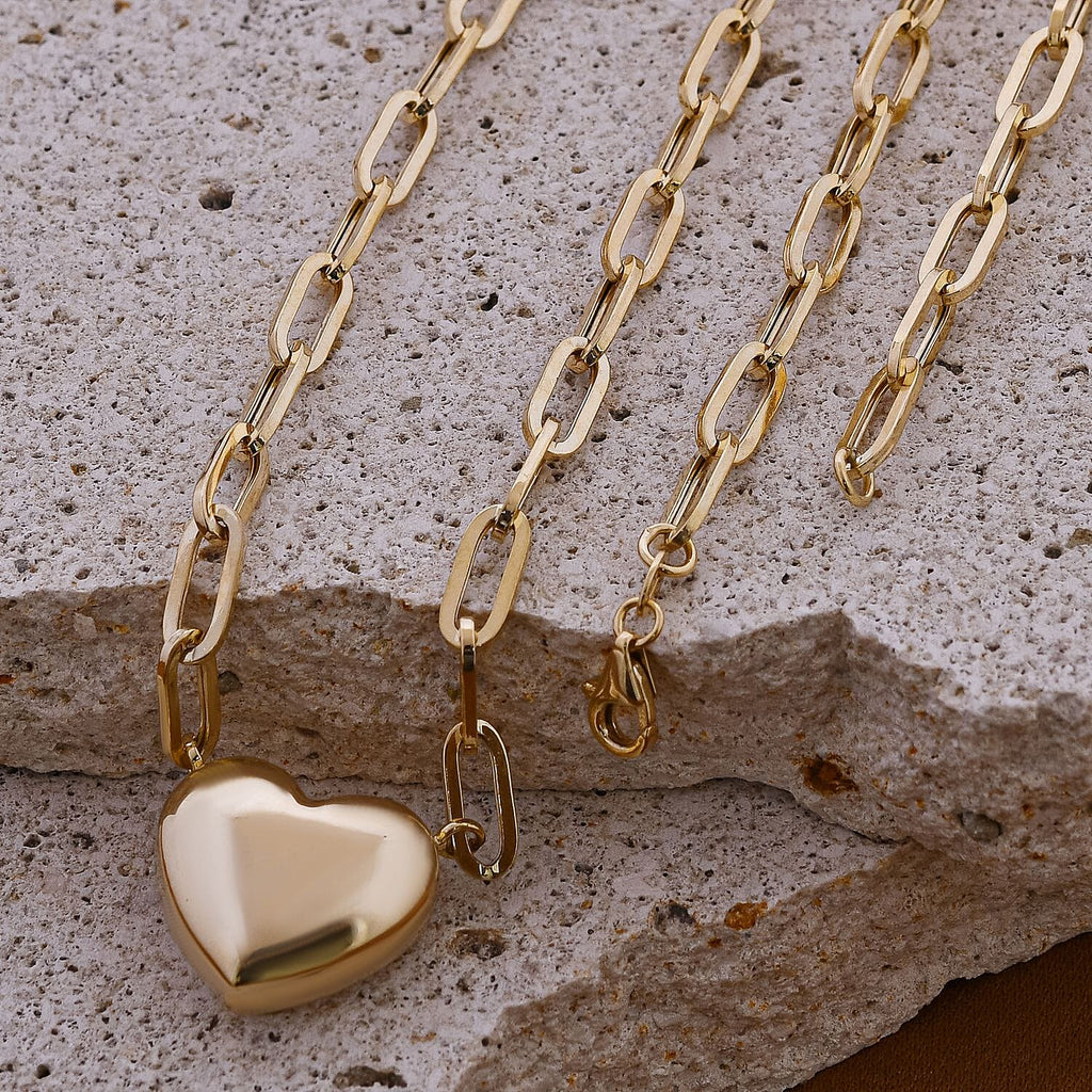 Royal Bali Collection- 9K Yellow Gold Heart Necklace (Size - 20), Gold Wt. 8.75 Gms
