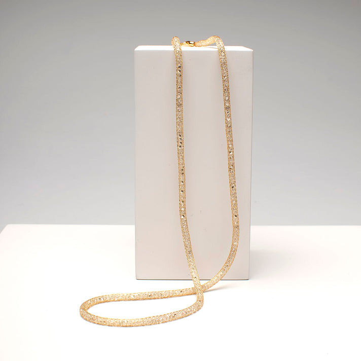 9K Yellow Gold Necklace in Galaxy Star Pattern with Simulated Diamond Size 18 from Italian Made Vicenza Collection 3638454 2