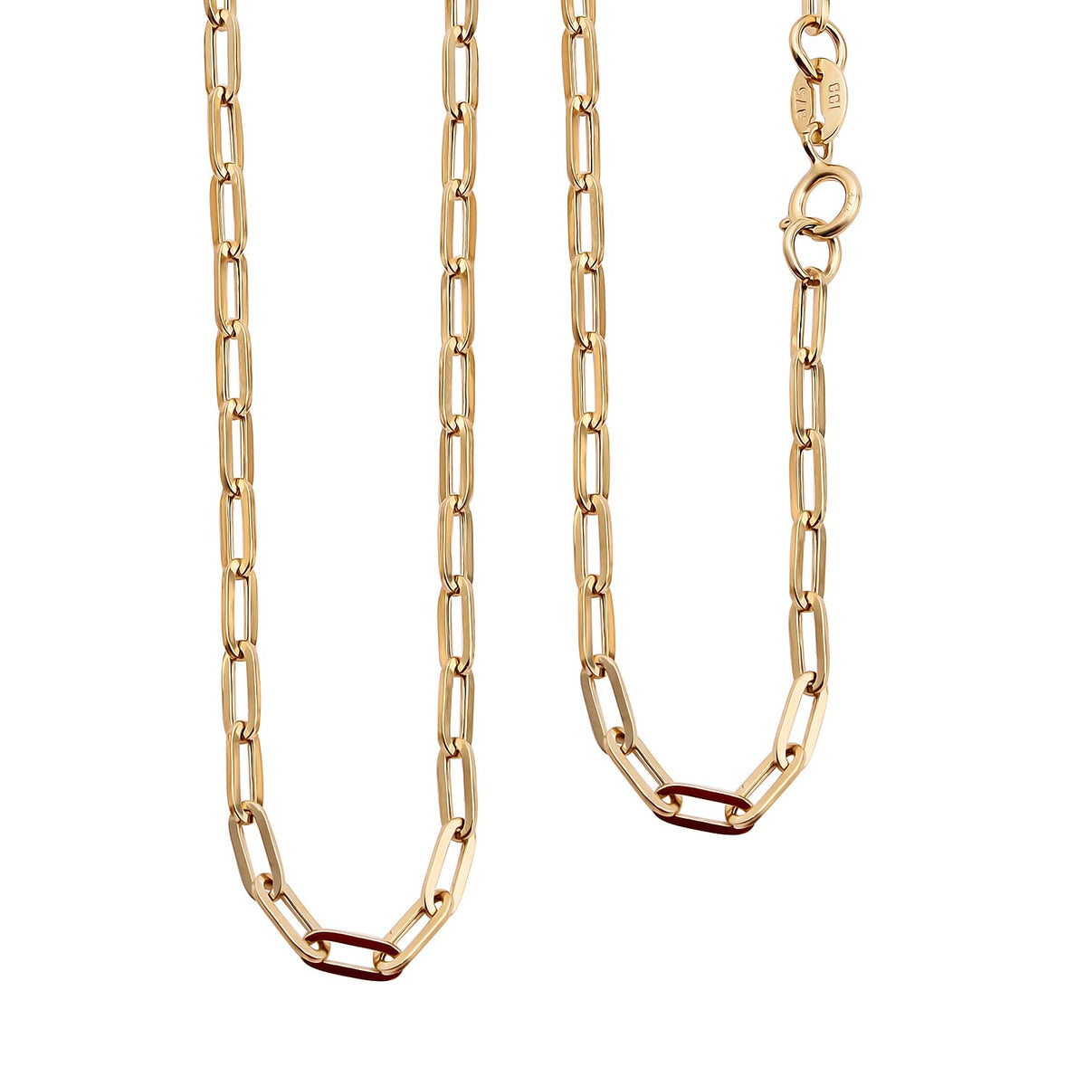 9K Yellow Gold 1.24 MM Paperclip Chain With Spring Ring Clasp 18 Inch Polished 7166531 0