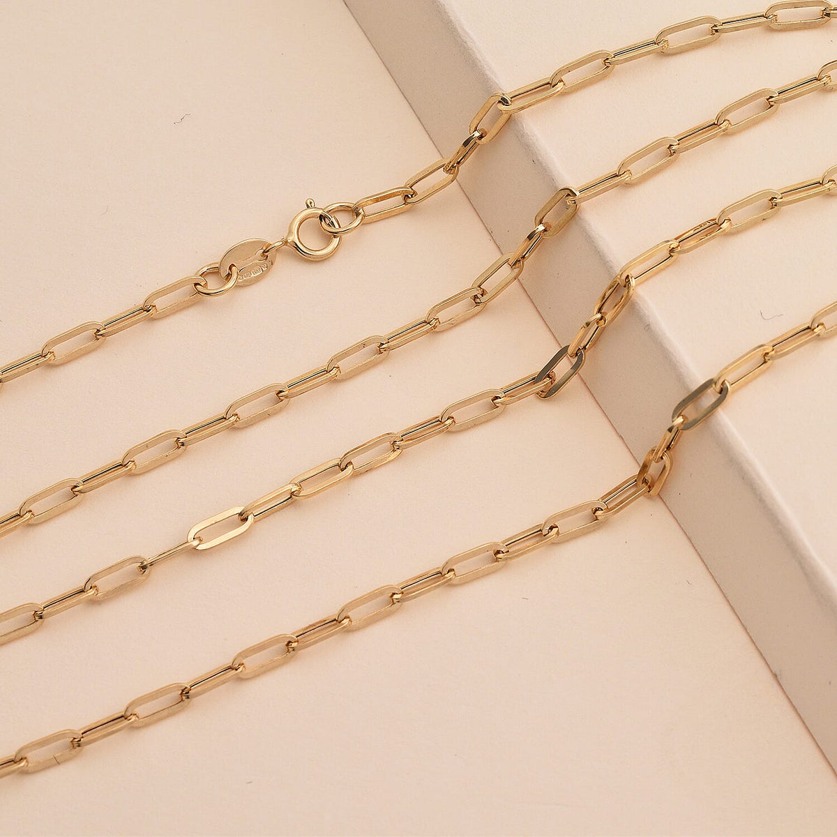 9K Yellow Gold 1.24 MM Paperclip Chain With Spring Ring Clasp 18 Inch Polished 7166531 1