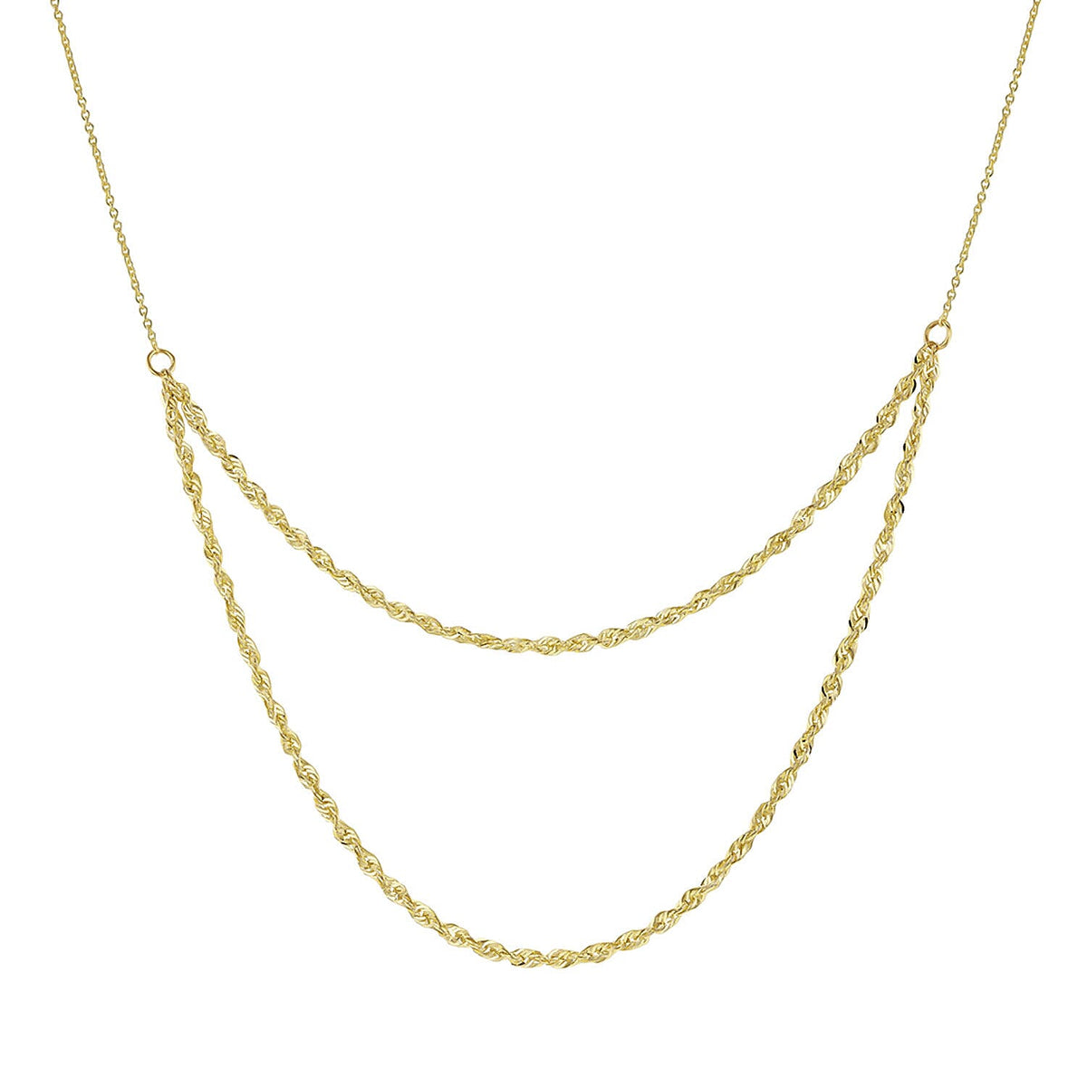 9K Yellow Gold Double Rope and Trace Adjustable Chain 16 Inch to 17 Inch 7343245 1