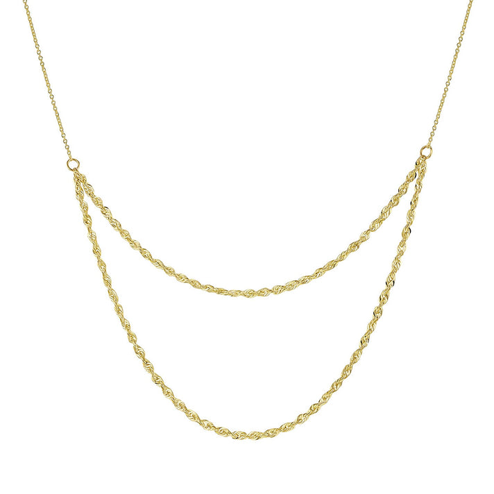 9K Yellow Gold Double Rope and Trace Adjustable Chain 16 Inch to 17 Inch 7343245 2