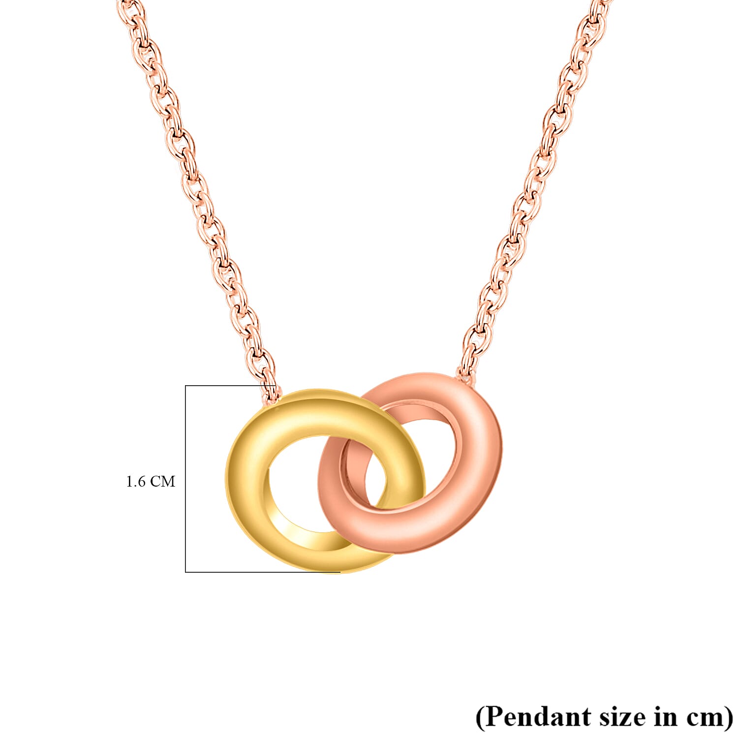 9K Two Colour Gold Double Rings Pendant Adjustable Necklet 16 Inch to 17 Inch 7343577 3
