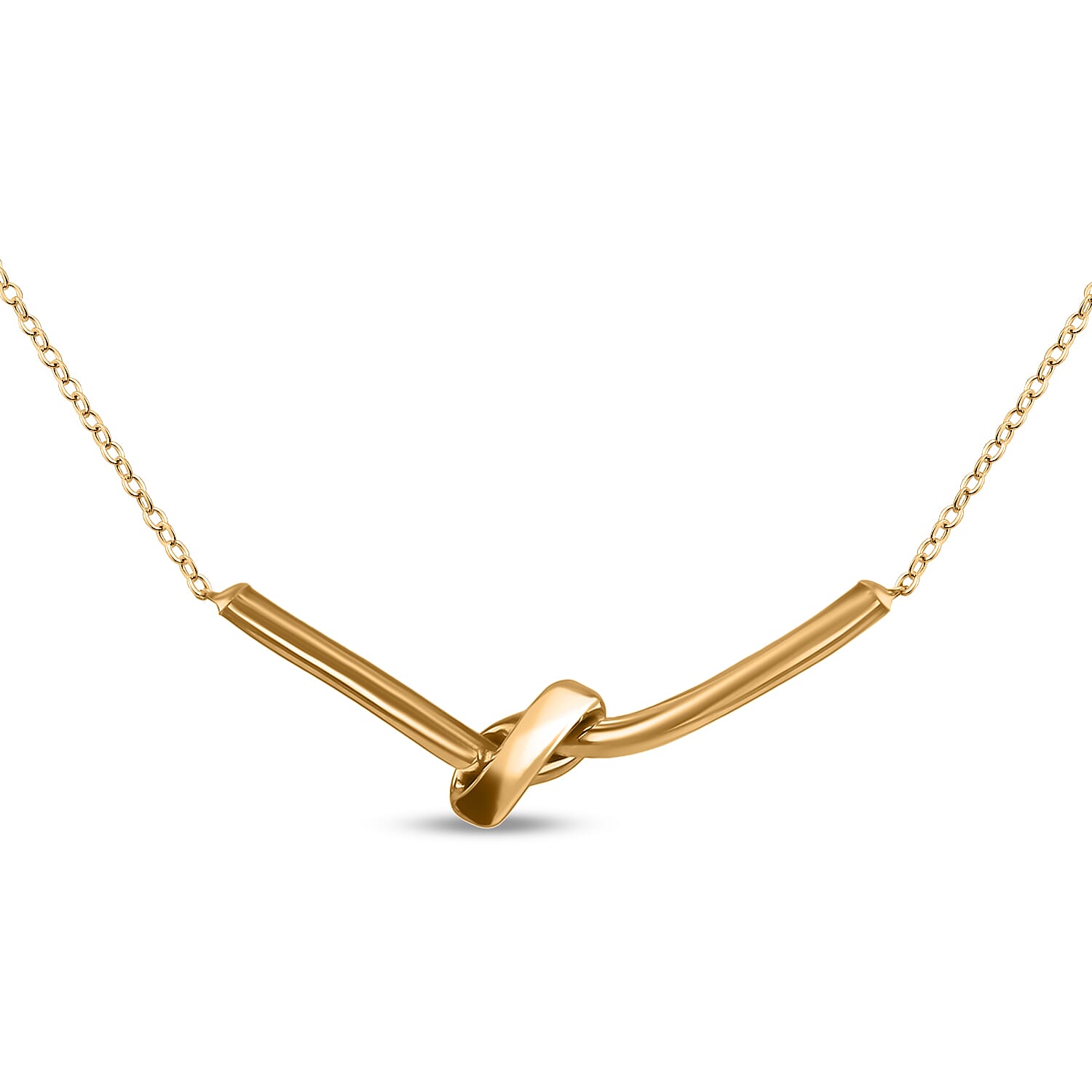 9K Yellow Gold 32.5mm x 11.5mm Knotted Bar Necklace 16 Inch to 17 Inch 7343249 0
