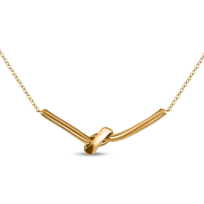 9K Yellow Gold 32.5mm x 11.5mm Knotted Bar Necklace 16 Inch to 17 Inch 7343249 1
