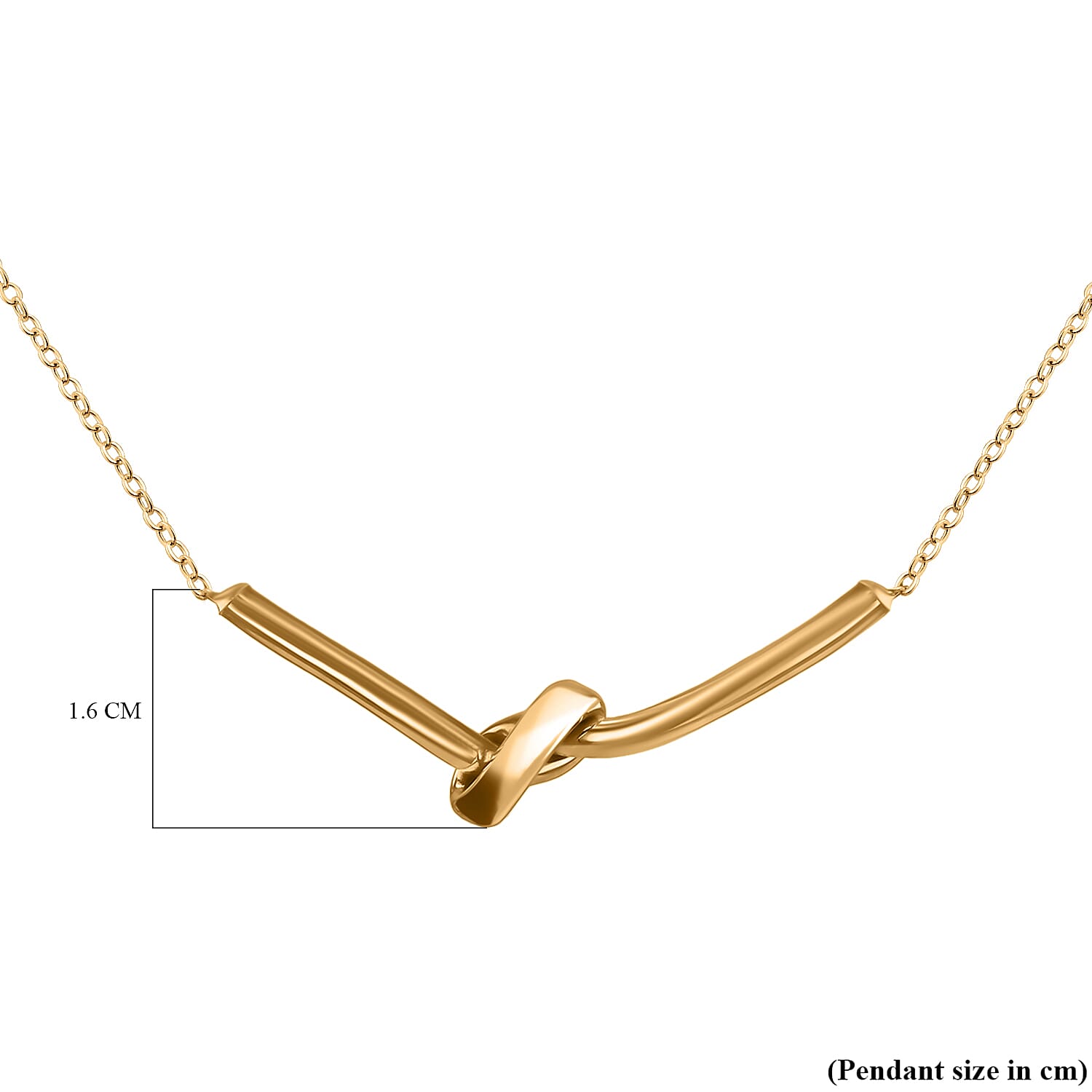 9K Yellow Gold 32.5mm x 11.5mm Knotted Bar Necklace 16 Inch to 17 Inch 7343249 3