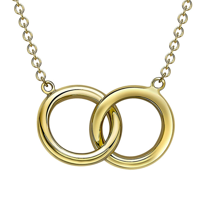 9K Yellow Gold 11.8mm Linked Rings Adjustable Necklace 17 Inch to 18 Inch 7343251 1