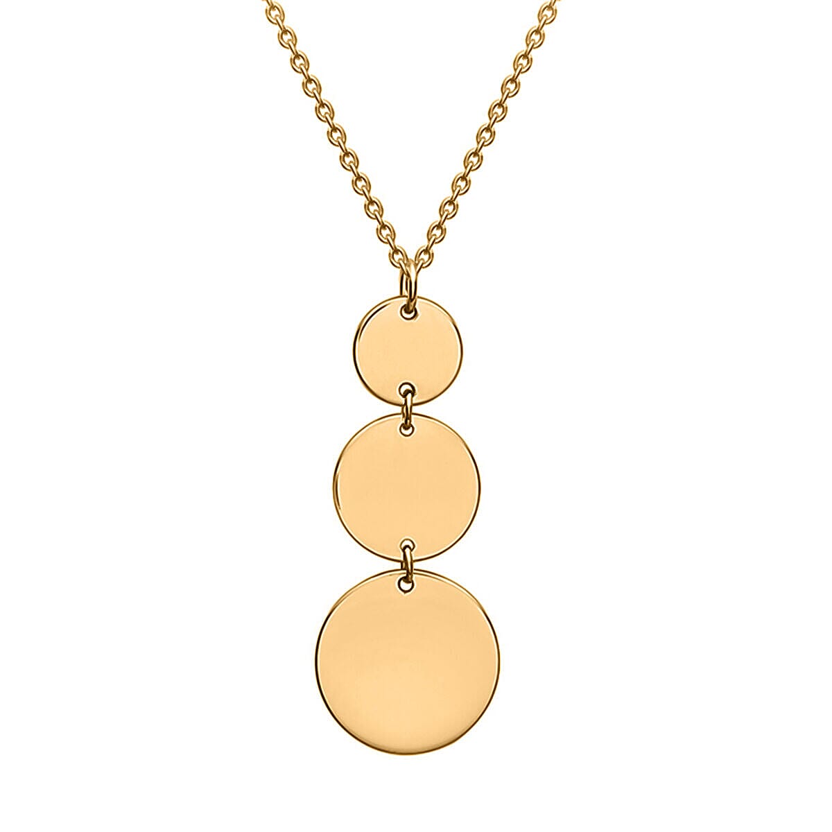 9K Yellow Gold 10mm x 26mm 3-Disc Necklace 16 Inch to 17 Inch 7445457 0