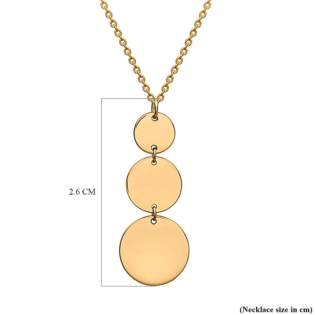 9K Yellow Gold 10mm x 26mm 3-Disc Necklace 16 Inch to 17 Inch 7445457 3