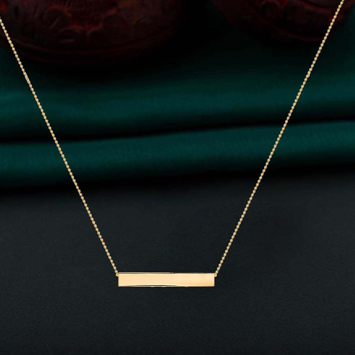 9K Yellow Gold 35mm x 5mm Horizontal Bar Adjustable Necklace 16 Inch to 17 Inch 7437145 1