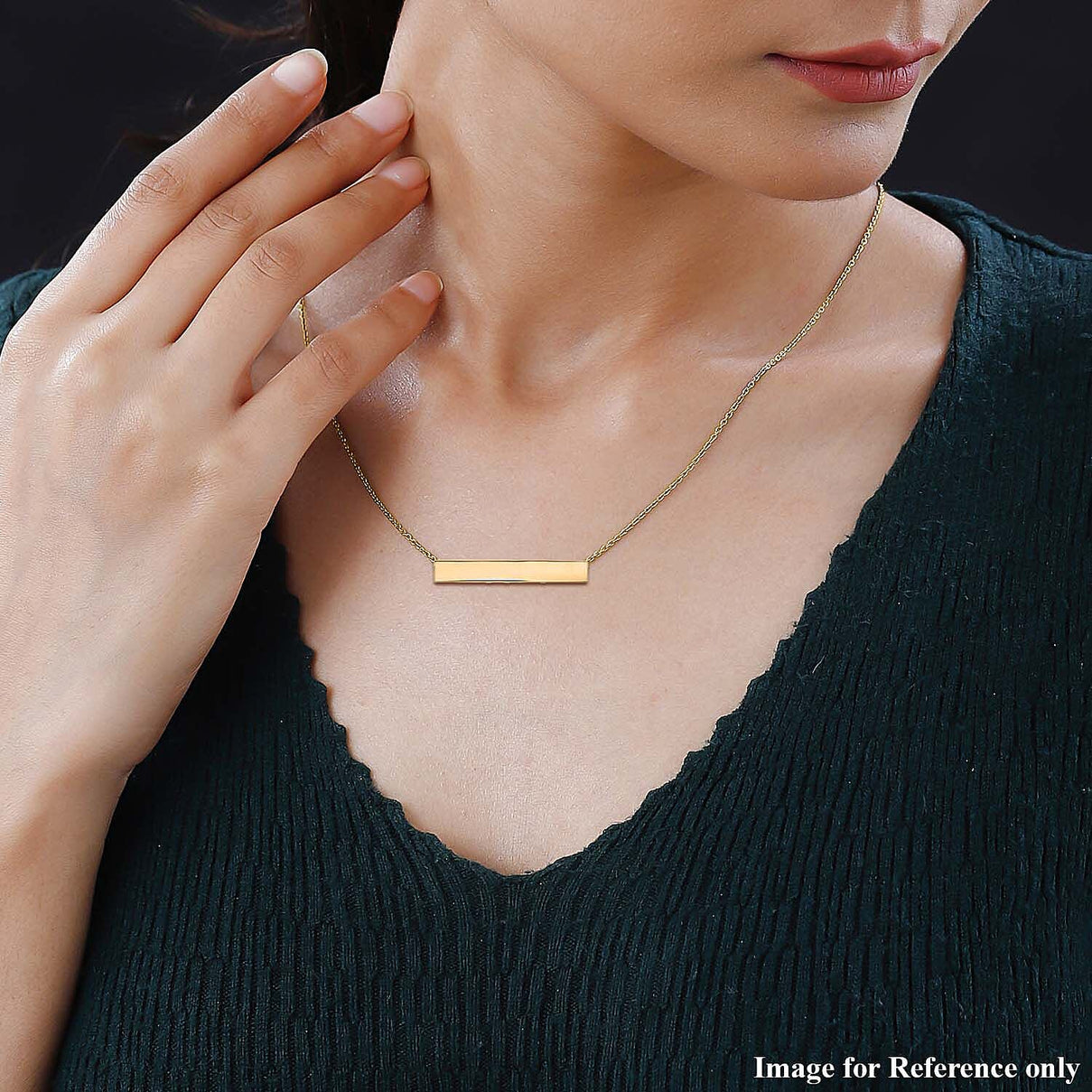 9K Yellow Gold 35mm x 5mm Horizontal Bar Adjustable Necklace 16 Inch to 17 Inch 7437145 2
