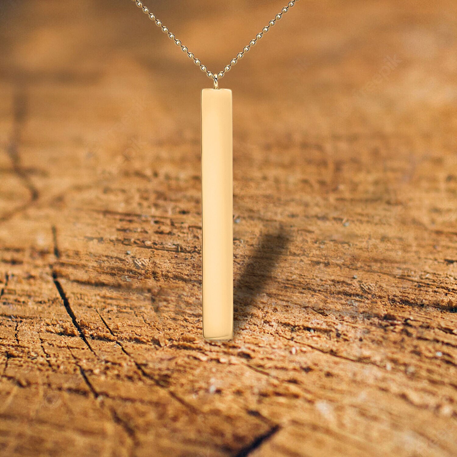9K Yellow Gold 4.9mm x 39.7mm Vertical Bar Adjustable Necklace 16 Inch to 17 Inch 7426506 2