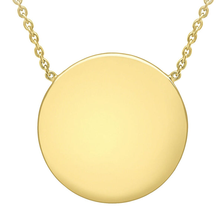 9K Yellow Gold 15mm Disc Pendant Adjustable Necklace 16 Inch to 17 Inch 7426501 1