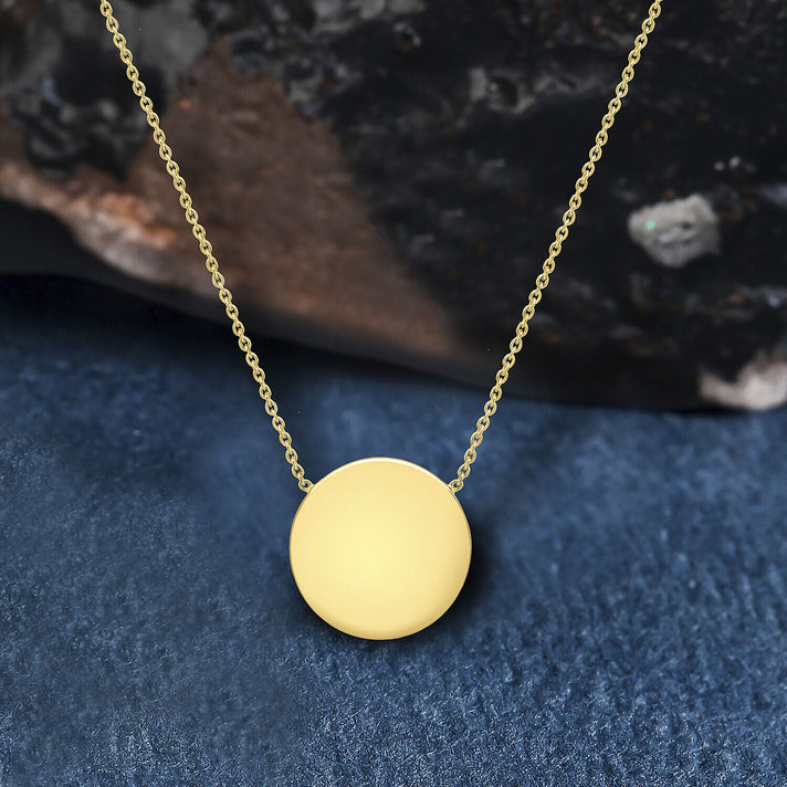 9K Yellow Gold 15mm Disc Pendant Adjustable Necklace 16 Inch to 17 Inch 7426501 2