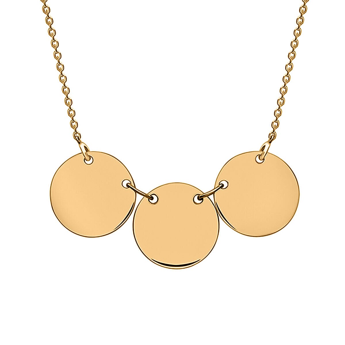 9K Yellow Gold Triple 10mm Disc Adjustable Necklace 16 Inch to 17 Inch 7437983 0