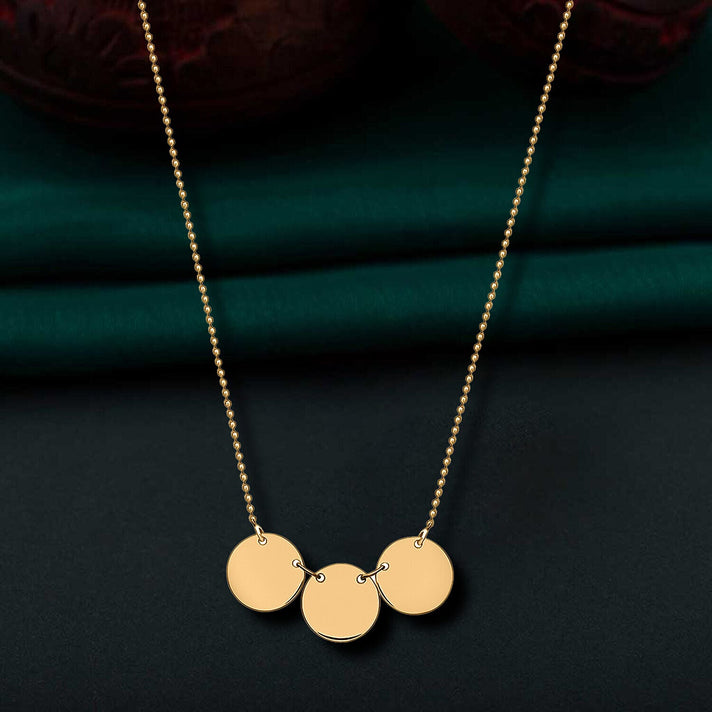 9K Yellow Gold Triple 10mm Disc Adjustable Necklace 16 Inch to 17 Inch 7437983 2