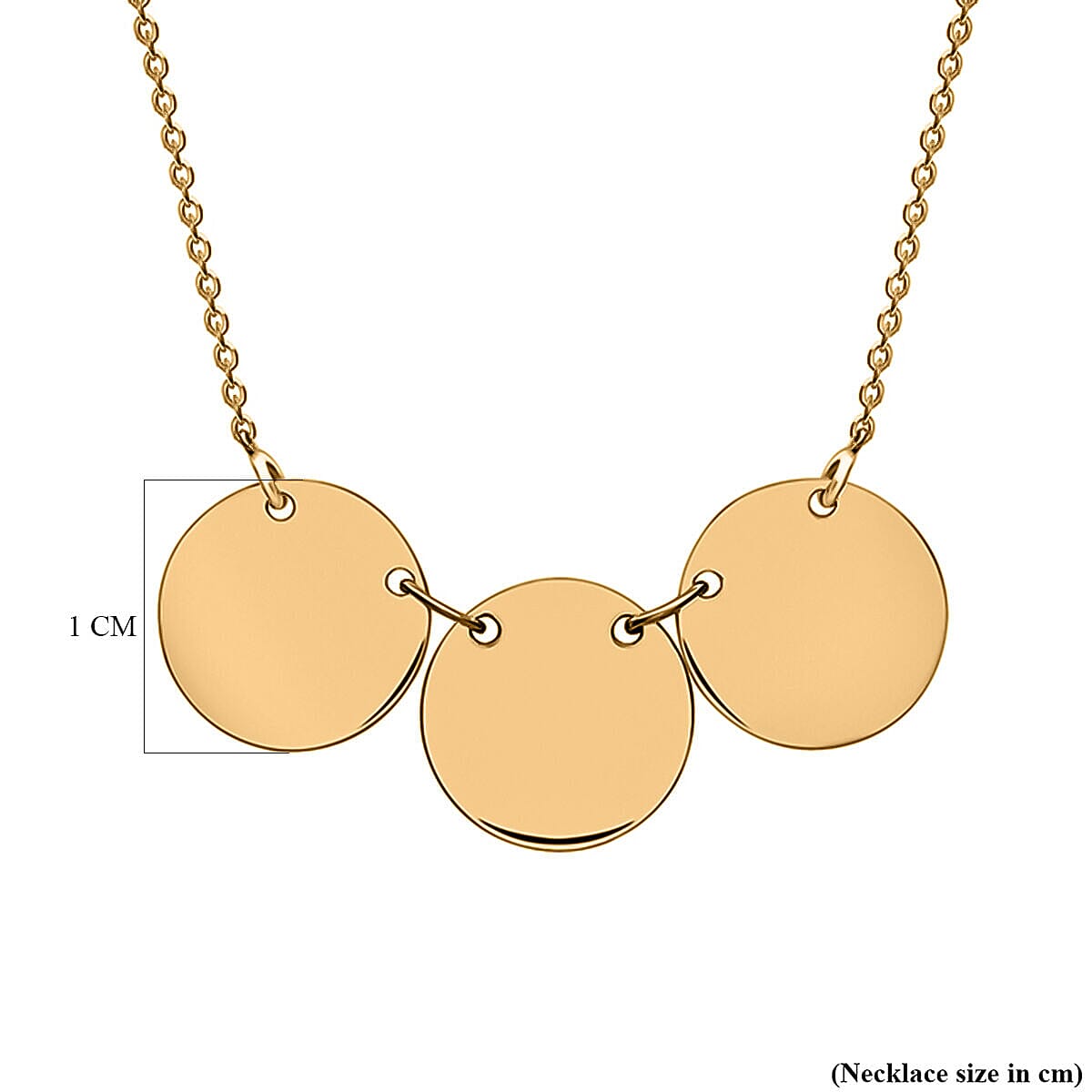 9K Yellow Gold Triple 10mm Disc Adjustable Necklace 16 Inch to 17 Inch 7437983 3