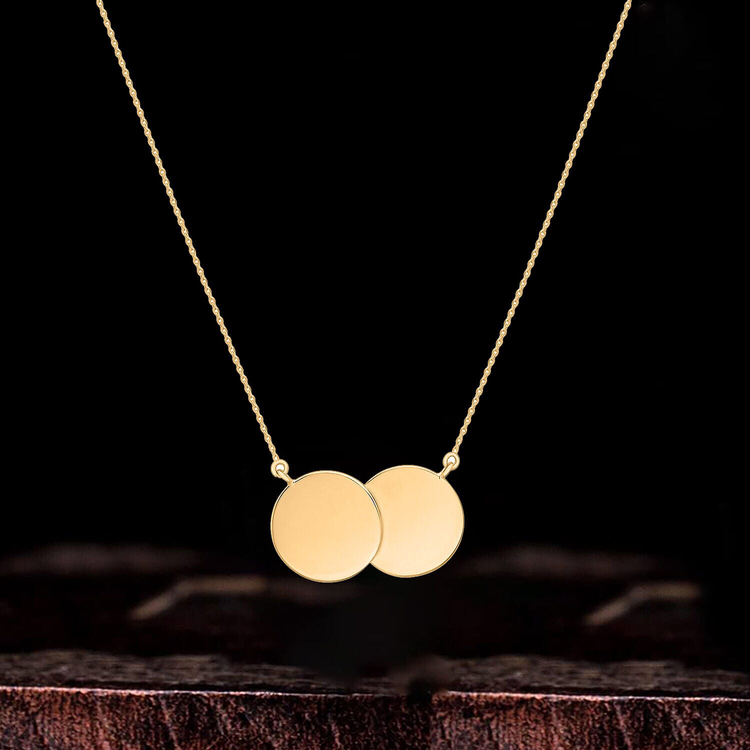 9K Yellow Gold 26mm x 15mm Double-Disc Adjustable Necklace 16 Inch to 17 Inch 7426503 1