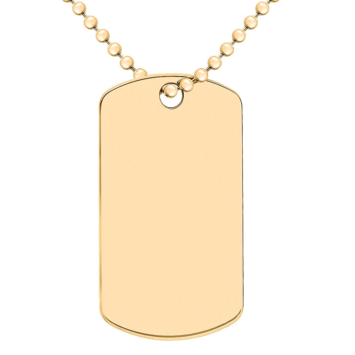 9K Yellow Gold 19mm x 34mm Dog Tag on Ball Chain Necklace 20 Inch 7426497 0