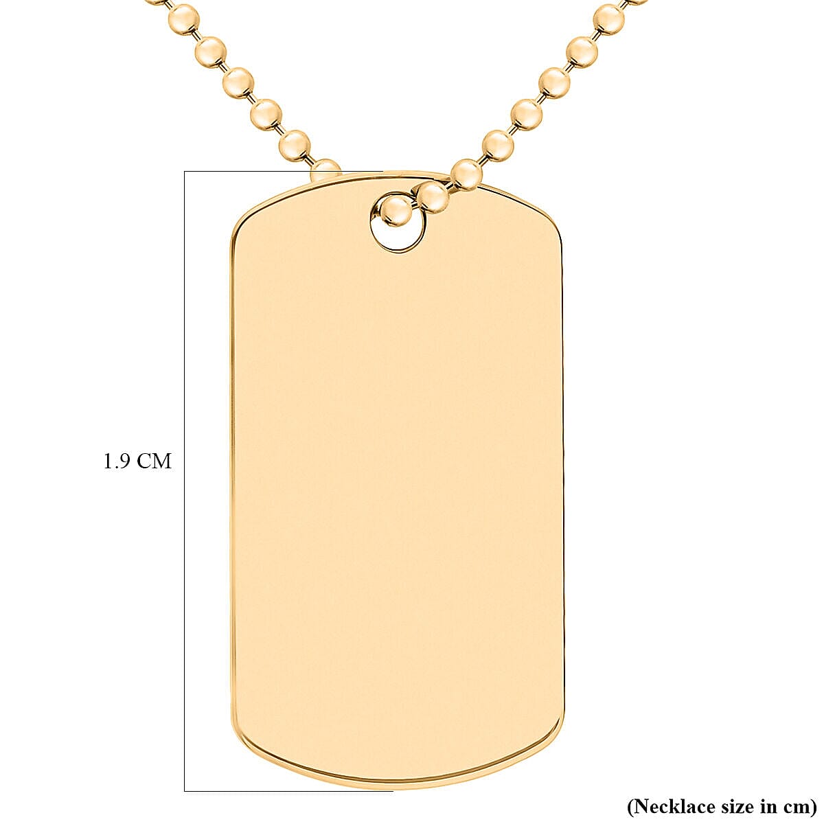 9K Yellow Gold 19mm x 34mm Dog Tag on Ball Chain Necklace 20 Inch 7426497 3
