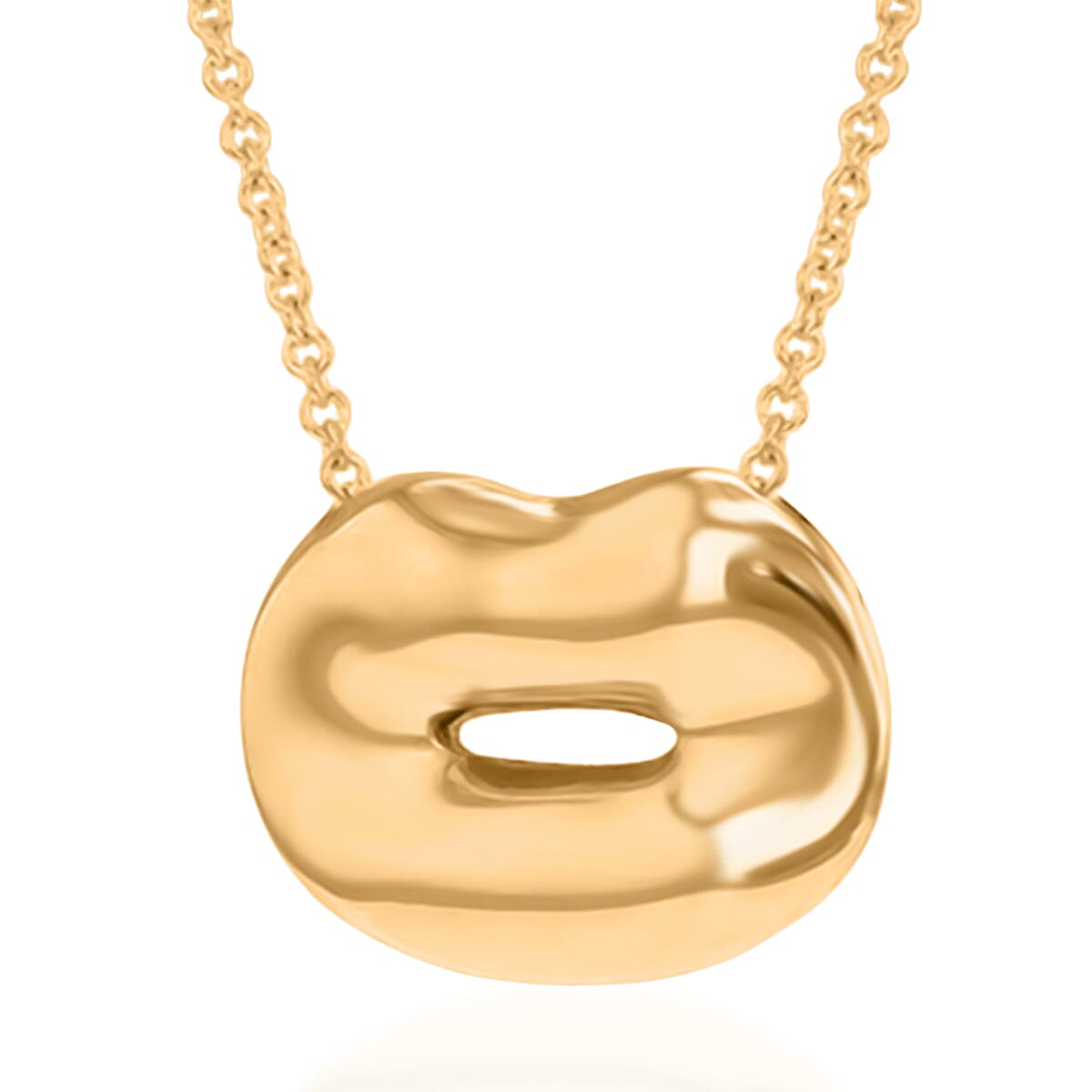 Designer Inspire Necklace - 9K Yellow Gold Adjustable Lips Necklace (Size 16-17) 8376223 0