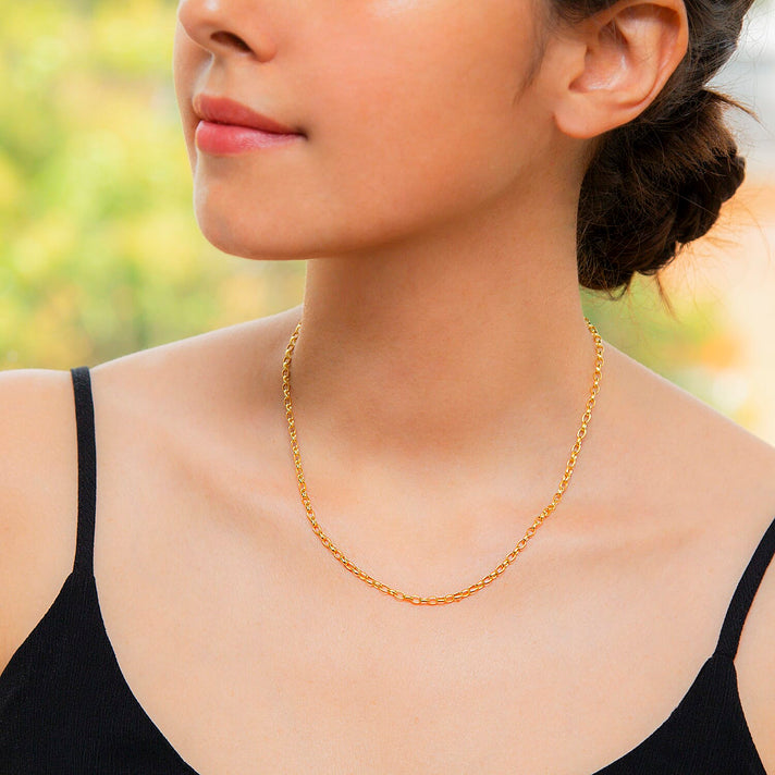 9K Yellow Gold Oval Belcher Chain 16 Inch 7190458 2