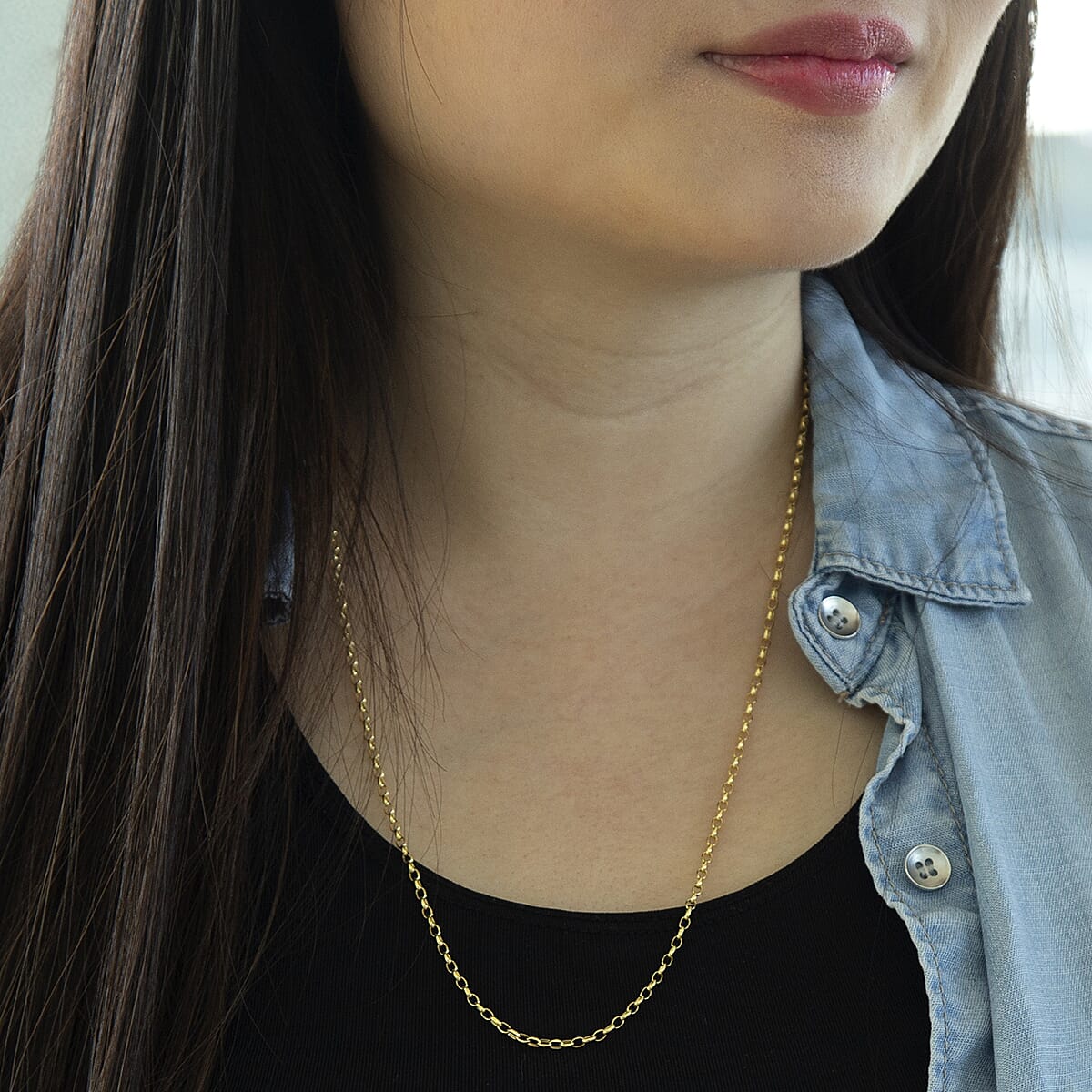 9K Yellow Gold Oval Belcher Chain 22 Inch 7190482 1