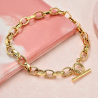 Maestro Collection - 9K Yellow Gold Oval Bracelet (Size - 7.5) T-Bar Clasp 3.10 Gms
