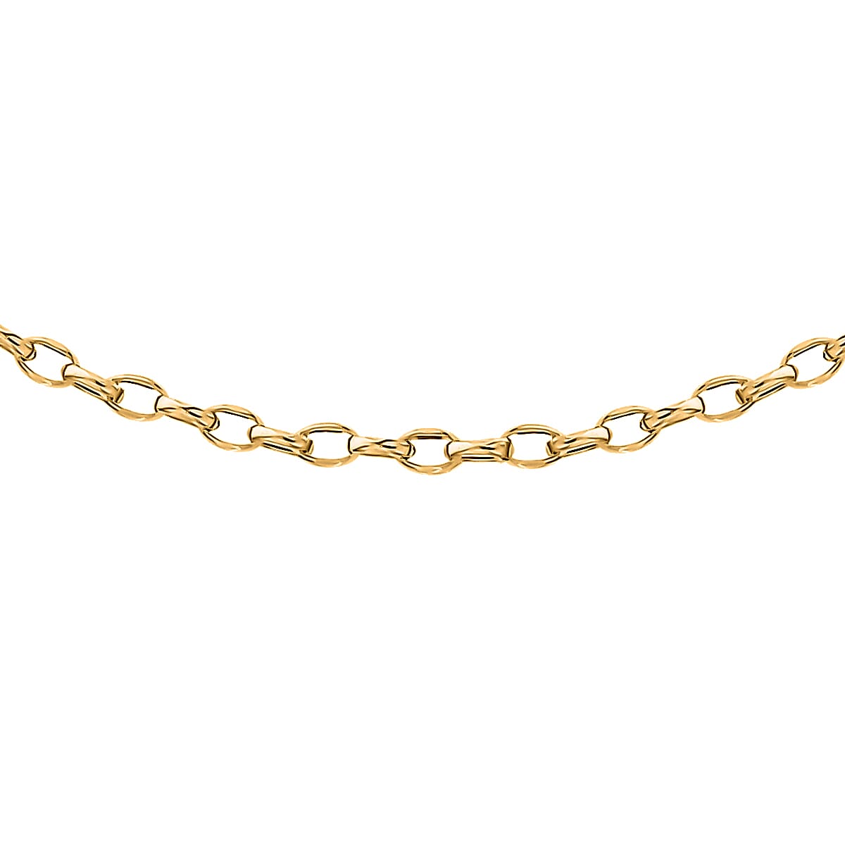 9K Yellow Gold Oval Diamond Cut Belcher Chain (Size - 20) With Spring Ring Clasp 7631108 0