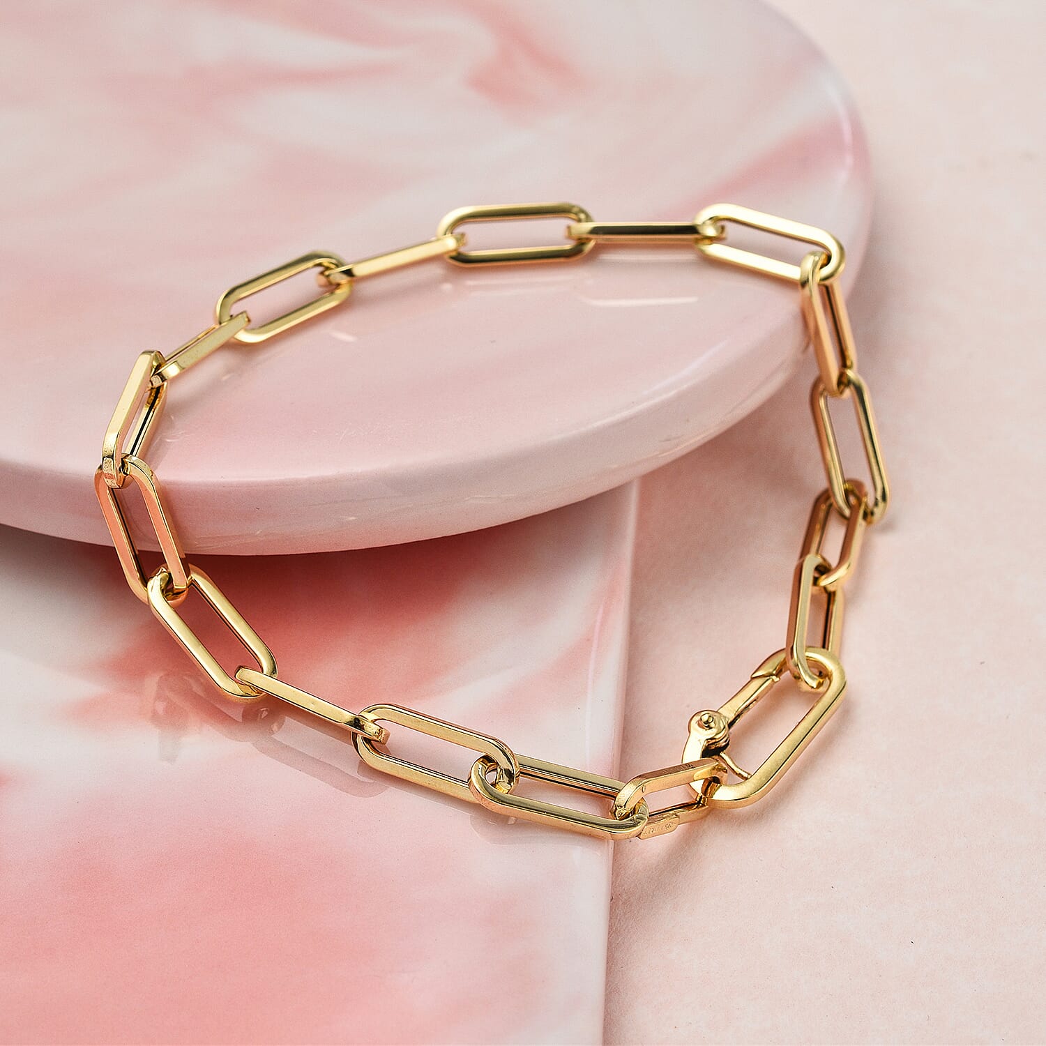 9K Yellow Gold Paper Clip Bracelet (Size - 7.5) 7570815 1