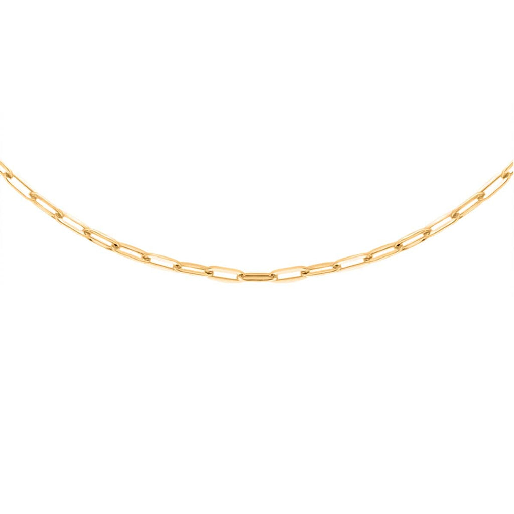 9K Yellow Gold Paper Clip Chain (Size - 20) with Spring Ring Clasp