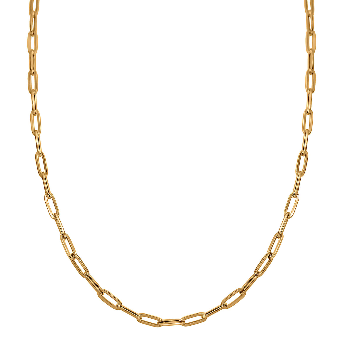 9K Yellow Gold Paper Clip Necklace with Spring Ring Clasp (Size - 18) 8133407 0