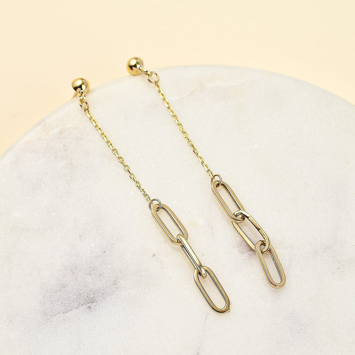 Vicenza Closeout 9K Yellow Gold Paperclip Chain Drop Earrings 7678319 1