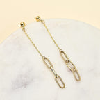 Vicenza Closeout 9K Yellow Gold Paperclip Chain Drop Earrings