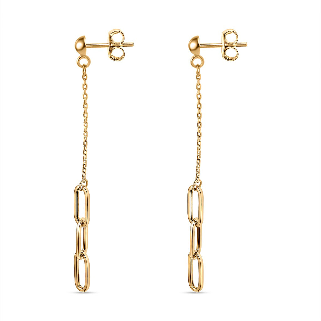 Vicenza Closeout 9K Yellow Gold Paperclip Chain Drop Earrings