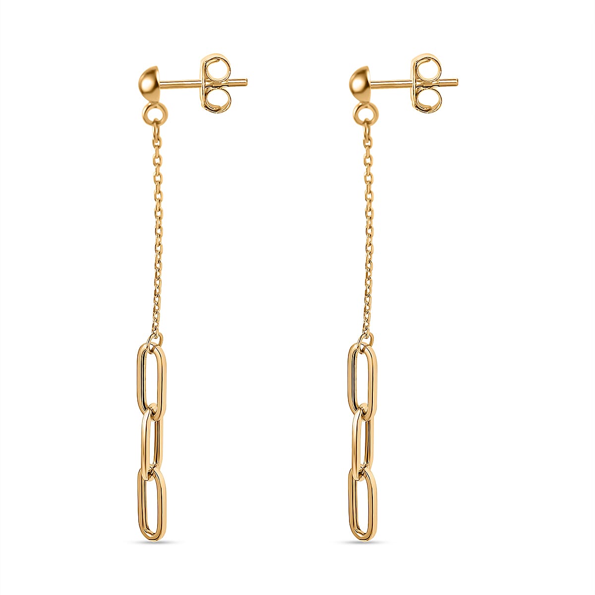 Vicenza Closeout 9K Yellow Gold Paperclip Chain Drop Earrings 7678319 3