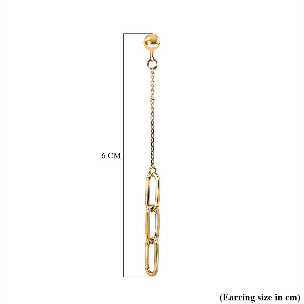 Vicenza Closeout 9K Yellow Gold Paperclip Chain Drop Earrings