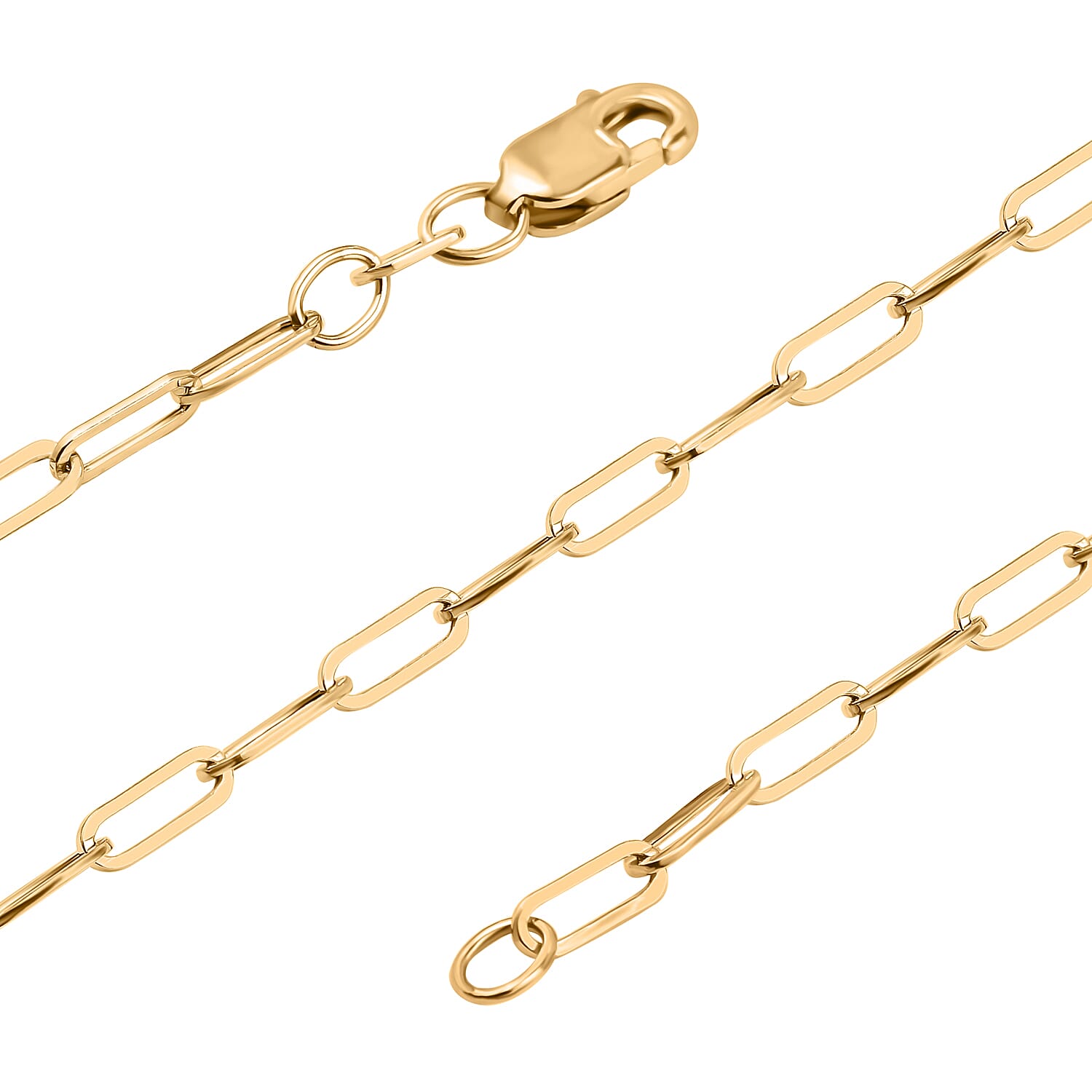9K Yellow Gold Paperclip Chain (Size - 18) with Lobster Clasp 7491291 2