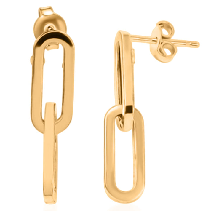 9K Yellow Gold Paperclip Dangle Earrings (with Push Back) 7426749 1