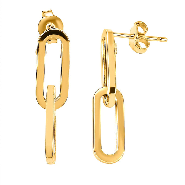 9K Yellow Gold Paperclip Earrings (with Push Back) 8952539 1