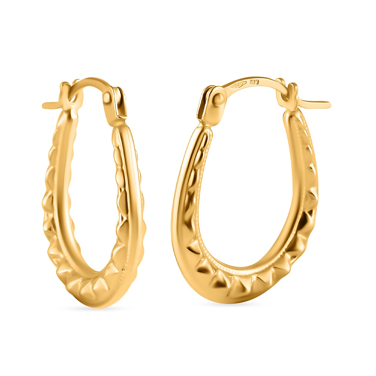 9K Yellow Gold Patterned Creole Earring With Clasp 8024964 0
